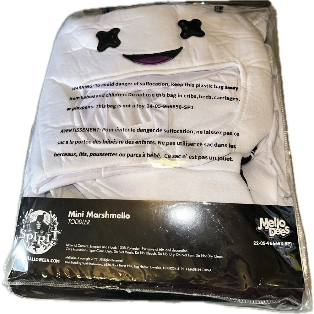 Spirit Halloween Toddler Marshmello Mellodees Costume Size 5T-6T